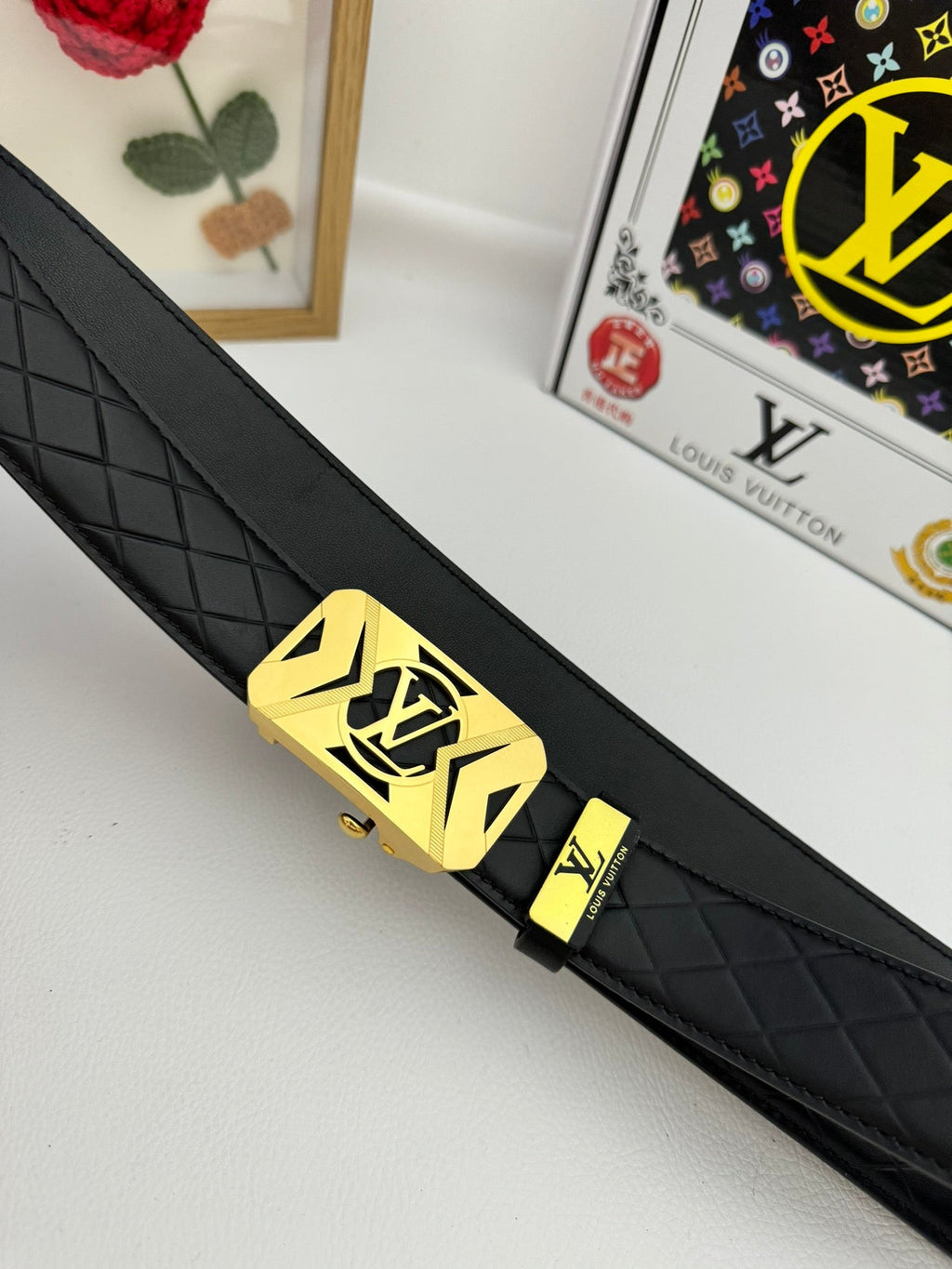 LOUIS VUITTON LV 25S BELT 35 MM IN BLACK CALFSKIN 593219