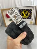 LOUIS VUITTON LV 25S BELT 35 MM IN BLACK MIX GREY CALFSKIN 593275