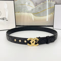 CHANEL DOUBLE C BELT 30MM IN BLACK QUILTED LEATHER WITH GOLD BUCKLE