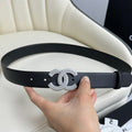 CHANEL BELT 30MM IN BLACK SMOOTH CALFSKIN SILVER HARDWARE ATTACH PEARLS