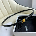CELINE MINI TRIOMPHE BELT 13 MM BLACK LEATHER GOLD HARDWARE