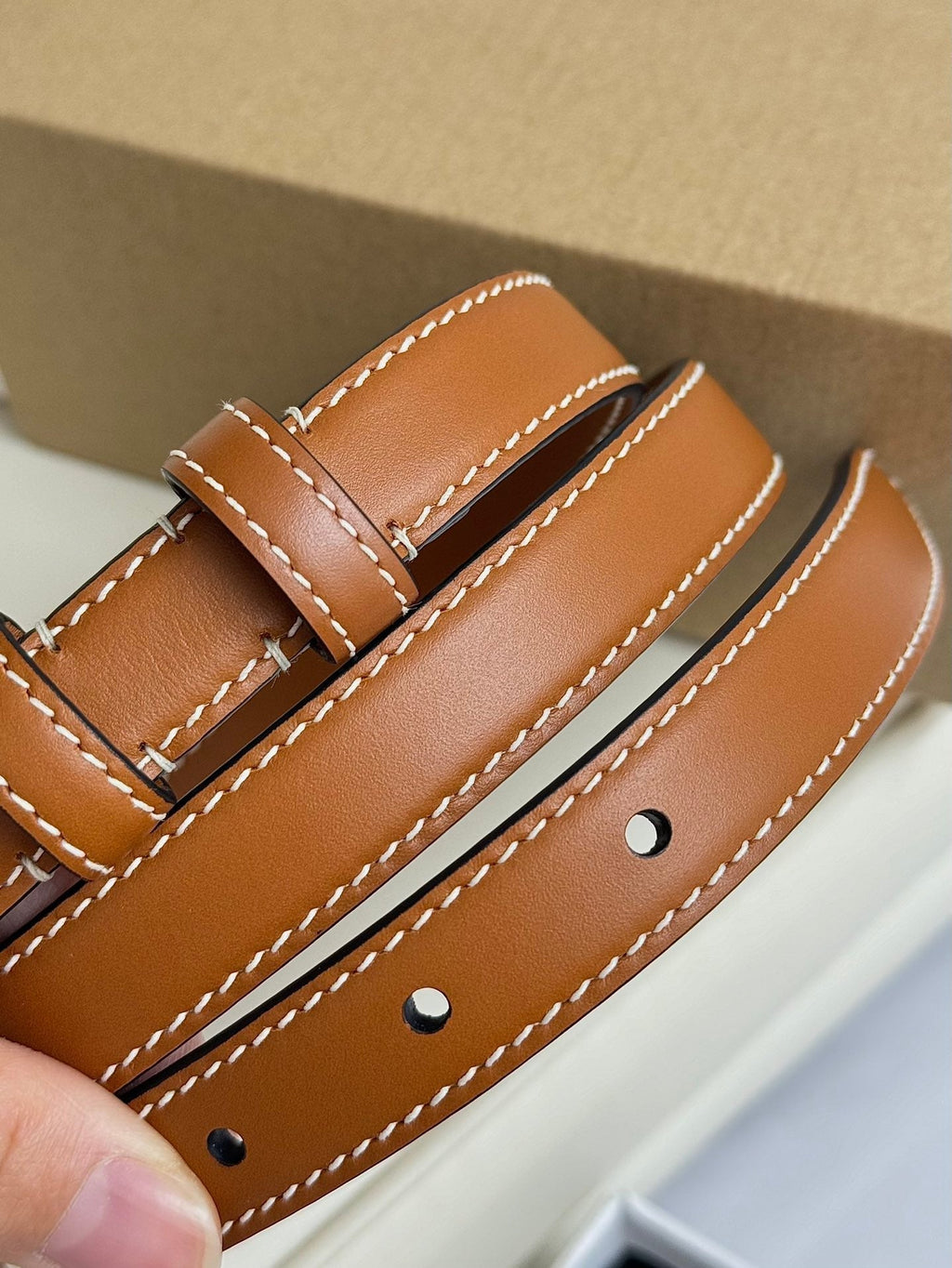 CELINE SMALL TRIOMPHE BELT 18 MM BRONZE BROWN LEATHER SILVER HARDWARE