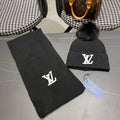 LOUIS VUITTON SET SCARF AND HAT IN BLACK WOOL AND FOX FUR 414799
