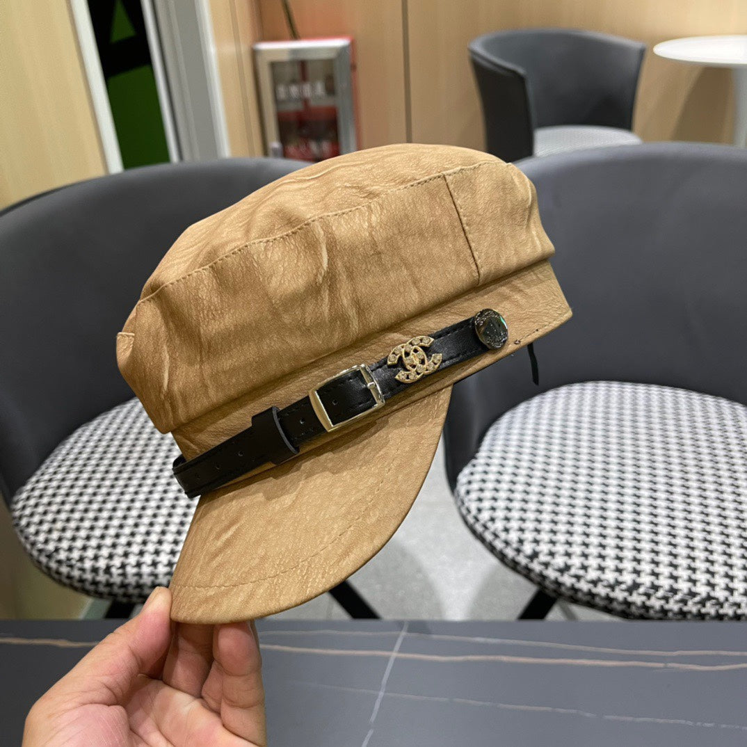 CHANEL BAKER BOY CAP IN PEANUT BROWN CALFSKIN 420948