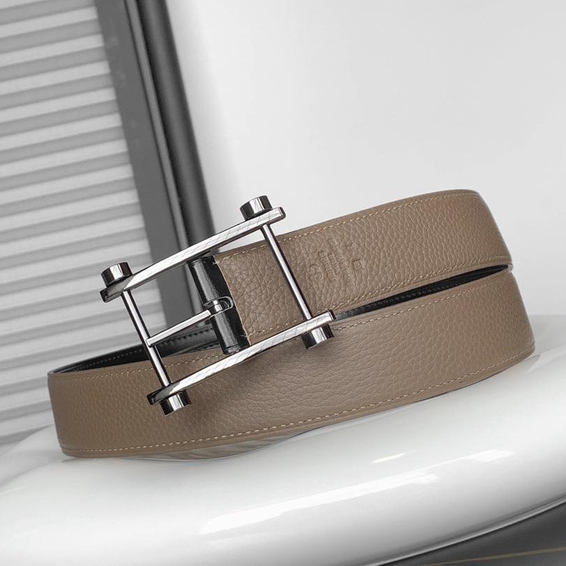 HERMES REVERSIBLE BLACK AND CAMEL BROWN LEATHER STRAP 32 MM SILVER HARDWARE
