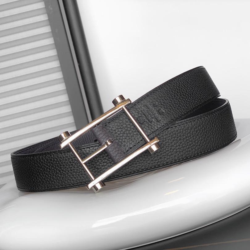 HERMES REVERSIBLE BLACK AND CHOCOLATE BROWN LEATHER STRAP 32 MM COPPER HARDWARE