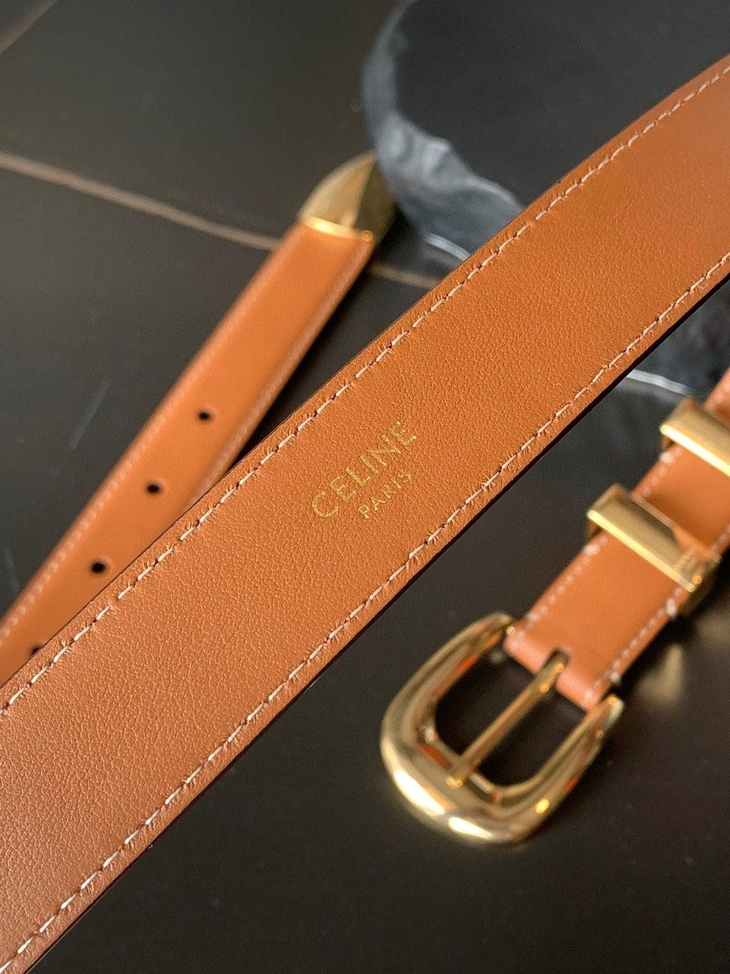 CELINE Medium Western Belt 25mm In Brown Calfskin Ghw