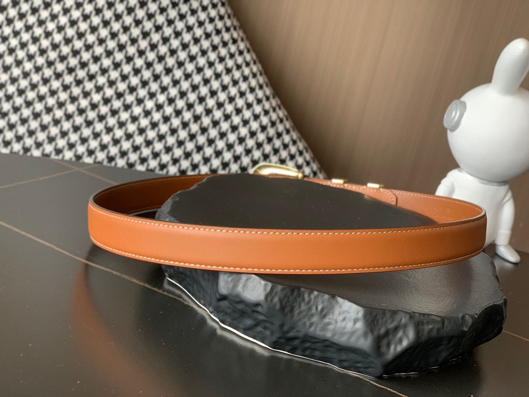 CELINE Medium Western Belt 25mm In Brown Calfskin Ghw
