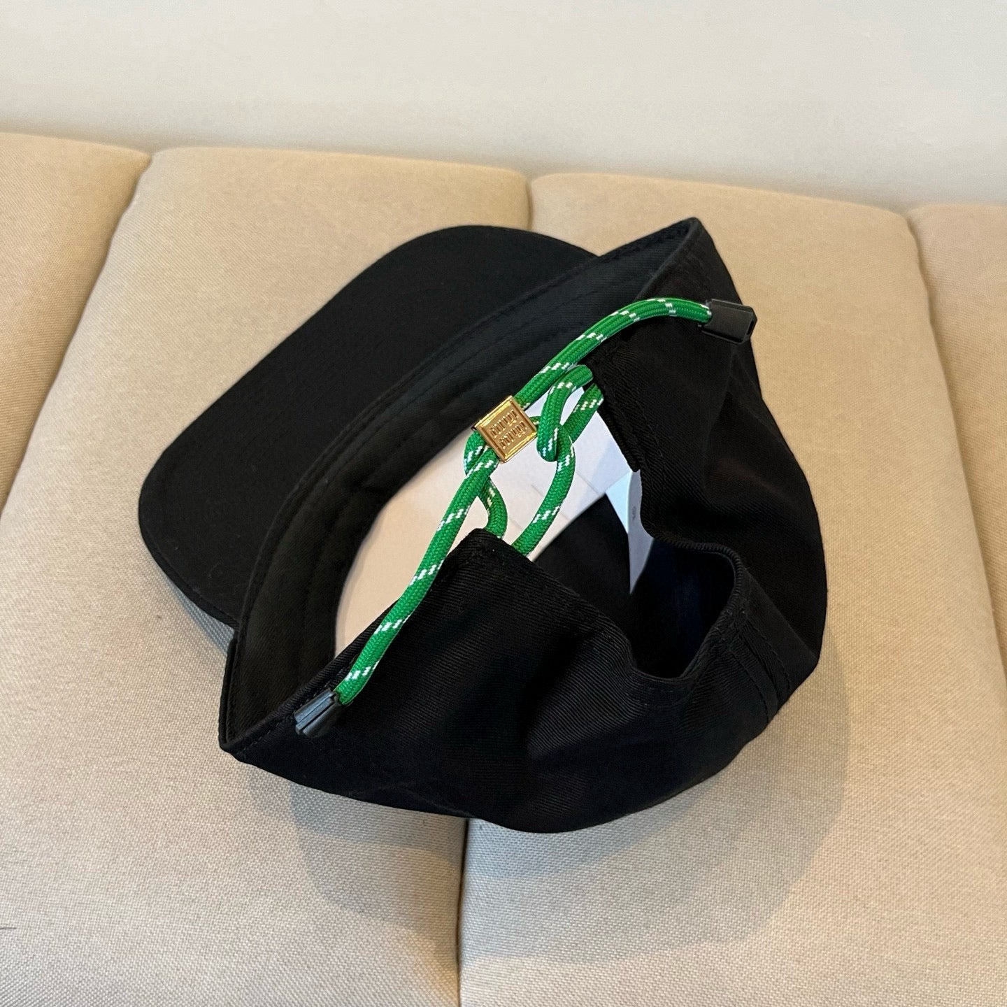 MIU MIU MM BASEBALL CAP IN BLACK KHAKI FABRIC STYLE 7