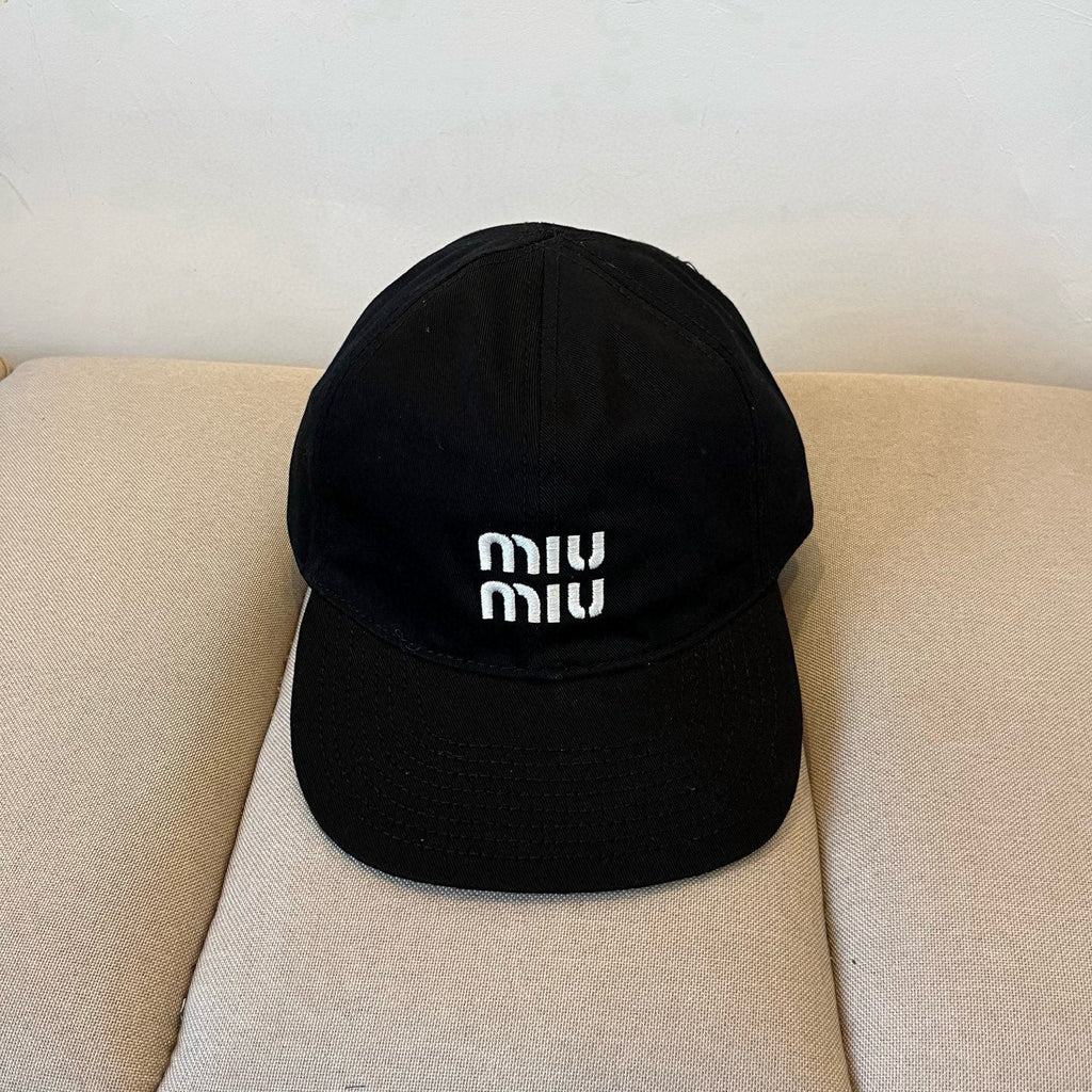 MIU MIU MM BASEBALL CAP IN BLACK KHAKI FABRIC STYLE 7