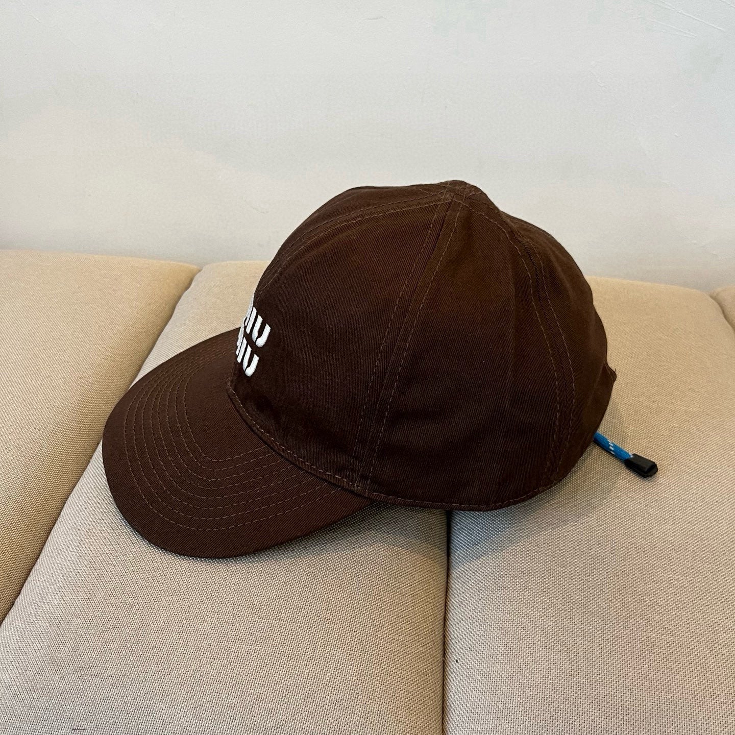 MIU MIU MM BASEBALL CAP IN BROWN KHAKI FABRIC STYLE 6