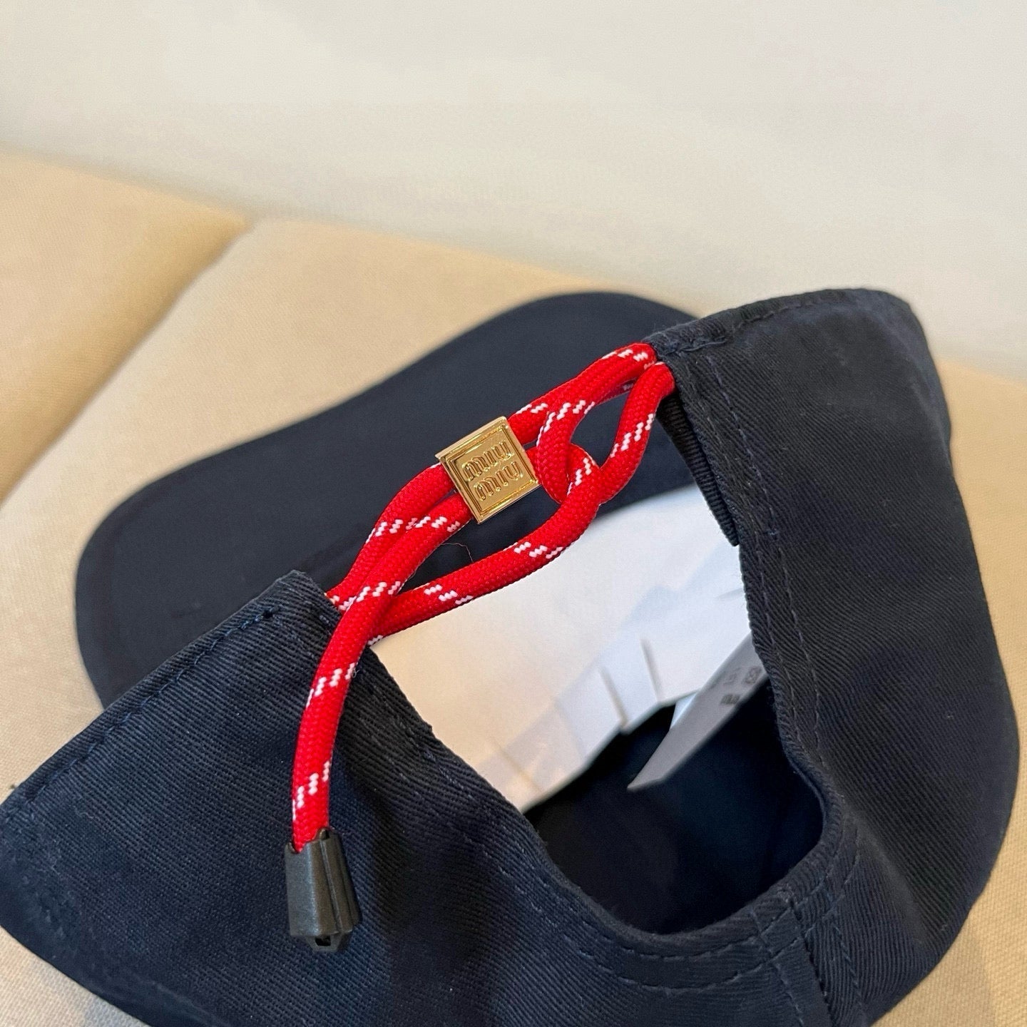 MIU MIU MM BASEBALL CAP IN NAVY BLUE KHAKI FABRIC STYLE 5