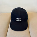 MIU MIU MM BASEBALL CAP IN NAVY BLUE KHAKI FABRIC STYLE 5