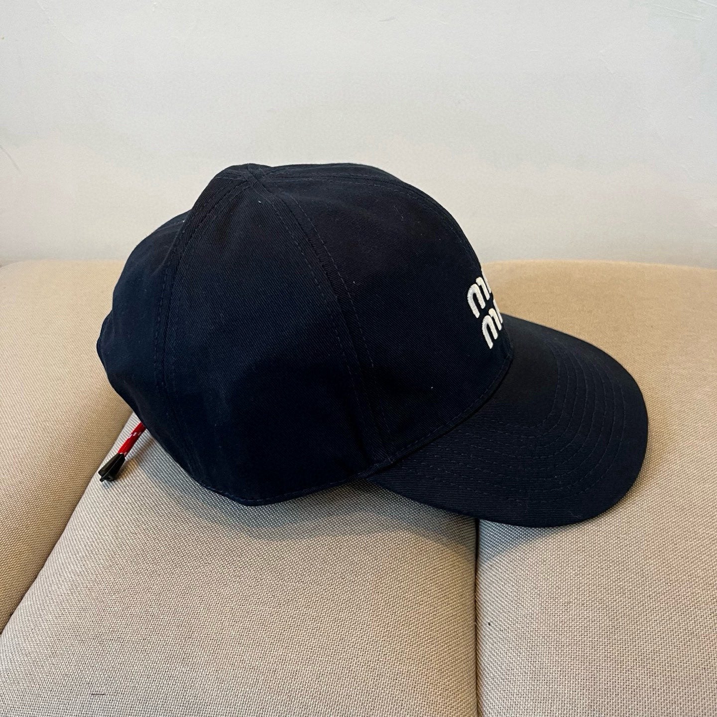 MIU MIU MM BASEBALL CAP IN NAVY BLUE KHAKI FABRIC STYLE 5