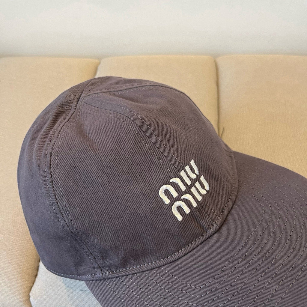 MIU MIU MM BASEBALL CAP IN DARK GREY KHAKI FABRIC STYLE 4