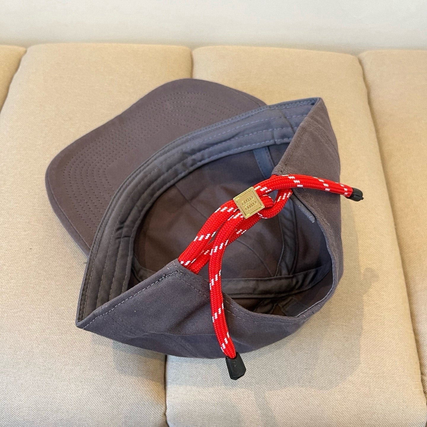 MIU MIU MM BASEBALL CAP IN DARK GREY KHAKI FABRIC STYLE 4