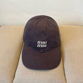 MIU MIU MM BASEBALL CAP IN DARK GREY KHAKI FABRIC STYLE 4