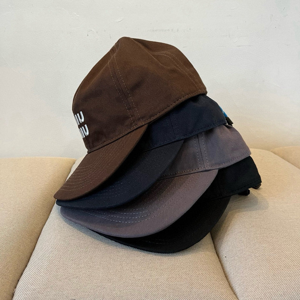 MIU MIU MM BASEBALL CAP IN DARK GREY KHAKI FABRIC STYLE 4