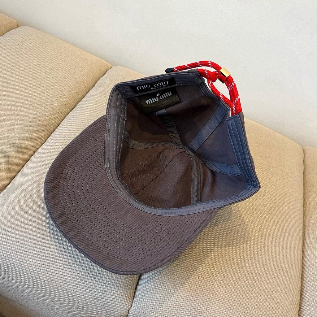 MIU MIU MM BASEBALL CAP IN DARK GREY KHAKI FABRIC STYLE 4