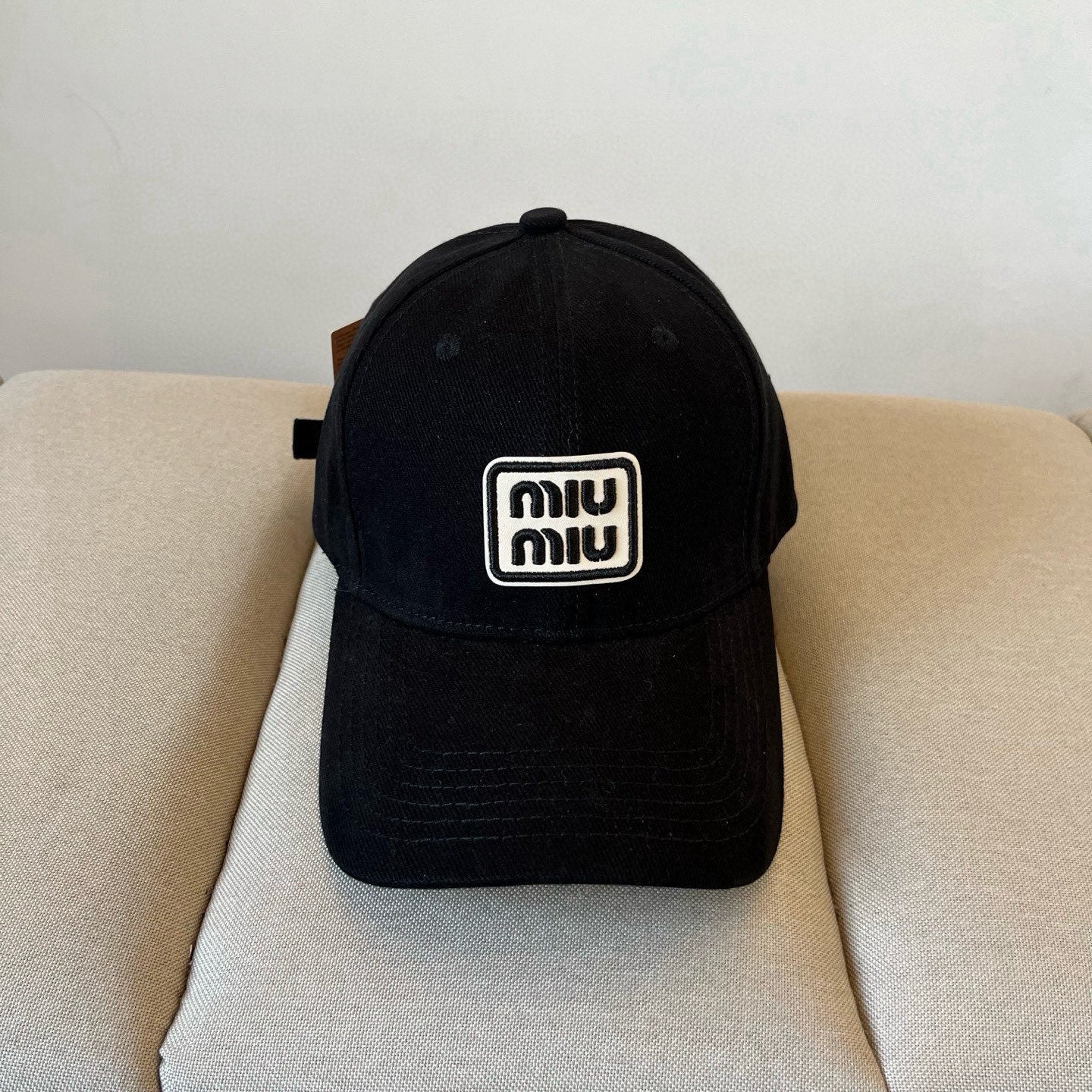 MIU MIU MM BASEBALL CAP IN BLACK KHAKI FABRIC STYLE 2