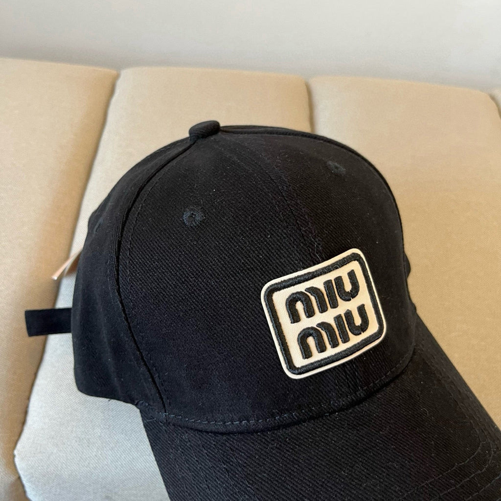 MIU MIU MM BASEBALL CAP IN BLACK KHAKI FABRIC STYLE 2