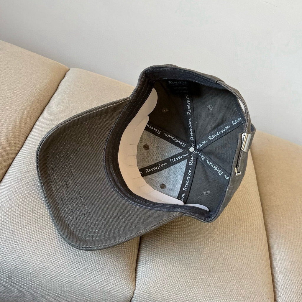 MIU MIU MM BASEBALL CAP IN DARK GREY KHAKI FABRIC STYLE 1
