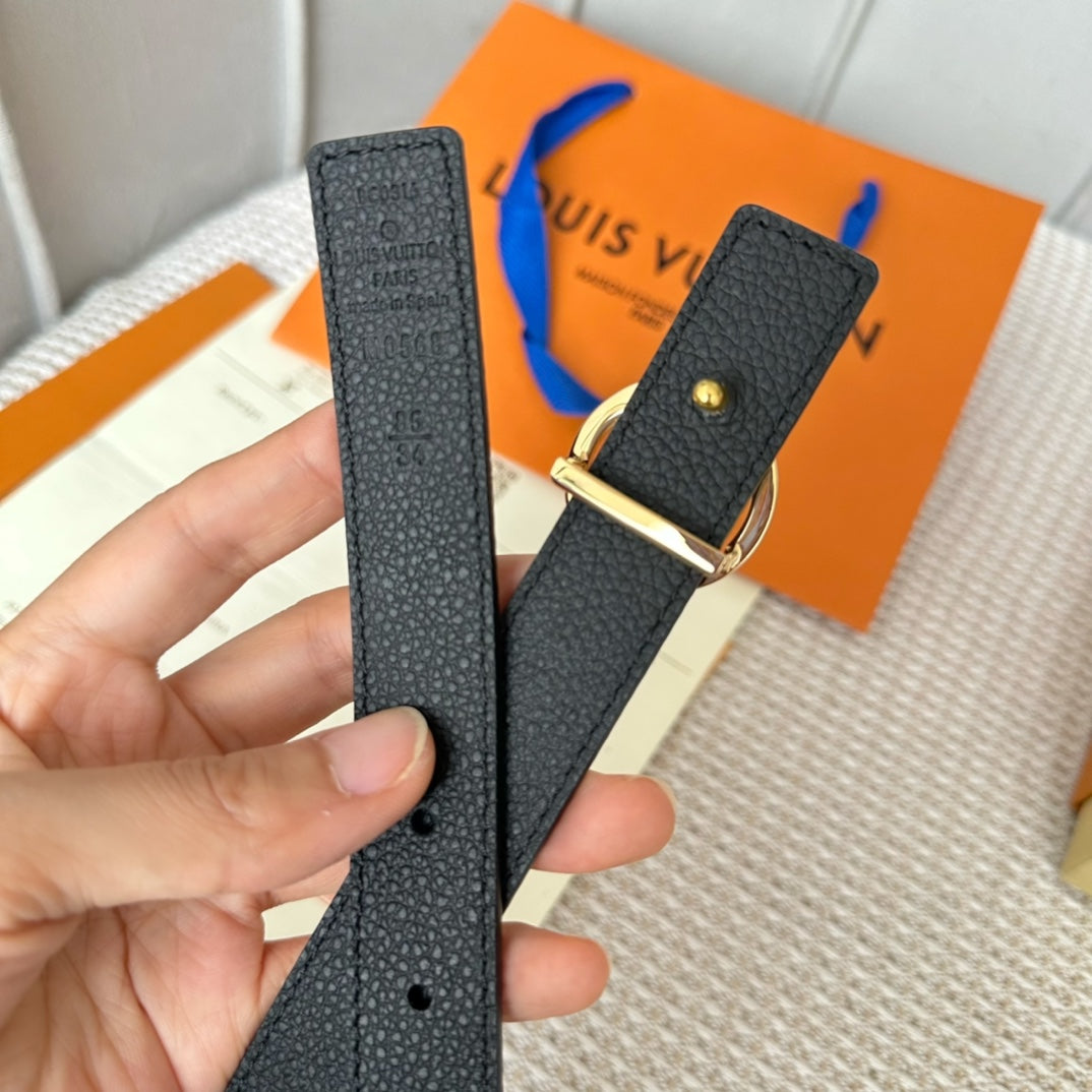 LOUIS VUITTON LV CIRCLE 25MM REVERSIBLE BELT IN BROWN DAMIER CALFSKIN GOLD HARDWARE