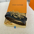 LOUIS VUITTON LV MEDIUM 25 MM BELT IN BLACK CALFSKIN GOLD HARDWARE