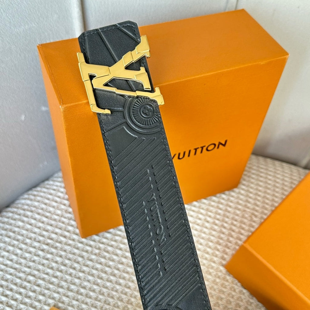 LOUIS VUITTON LV 25S BELT 40 MM IN BLACK CALFSKIN 593225