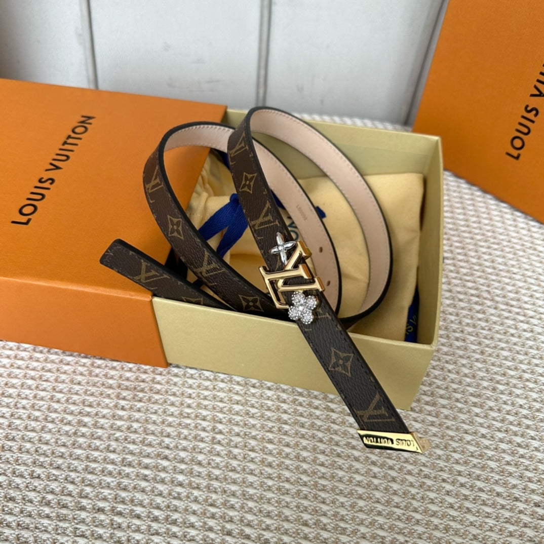 LOUIS VUITTON LV GRAM 20 MM REVERSIBLE BELT MONOGRAM BROWN CALFSKIN GOLD HARDWARE