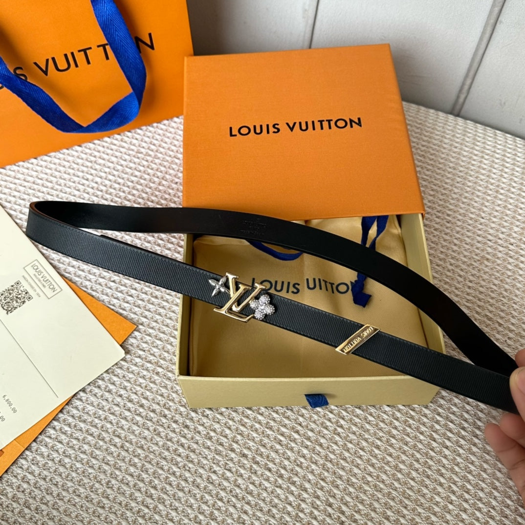 LOUIS VUITTON LV GRAM 20 MM REVERSIBLE BELT BLACK CALFSKIN GOLD HARDWARE