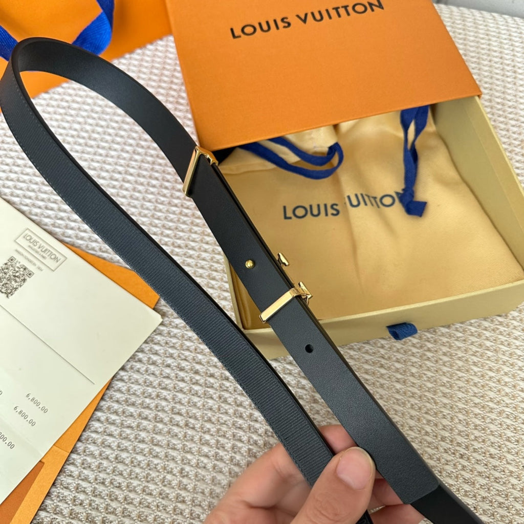 LOUIS VUITTON LV GRAM 20 MM REVERSIBLE BELT BLACK CALFSKIN GOLD HARDWARE
