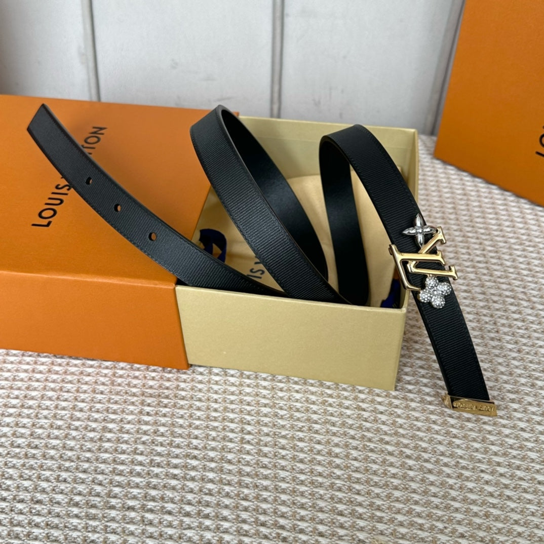 LOUIS VUITTON LV GRAM 20 MM REVERSIBLE BELT BLACK CALFSKIN GOLD HARDWARE