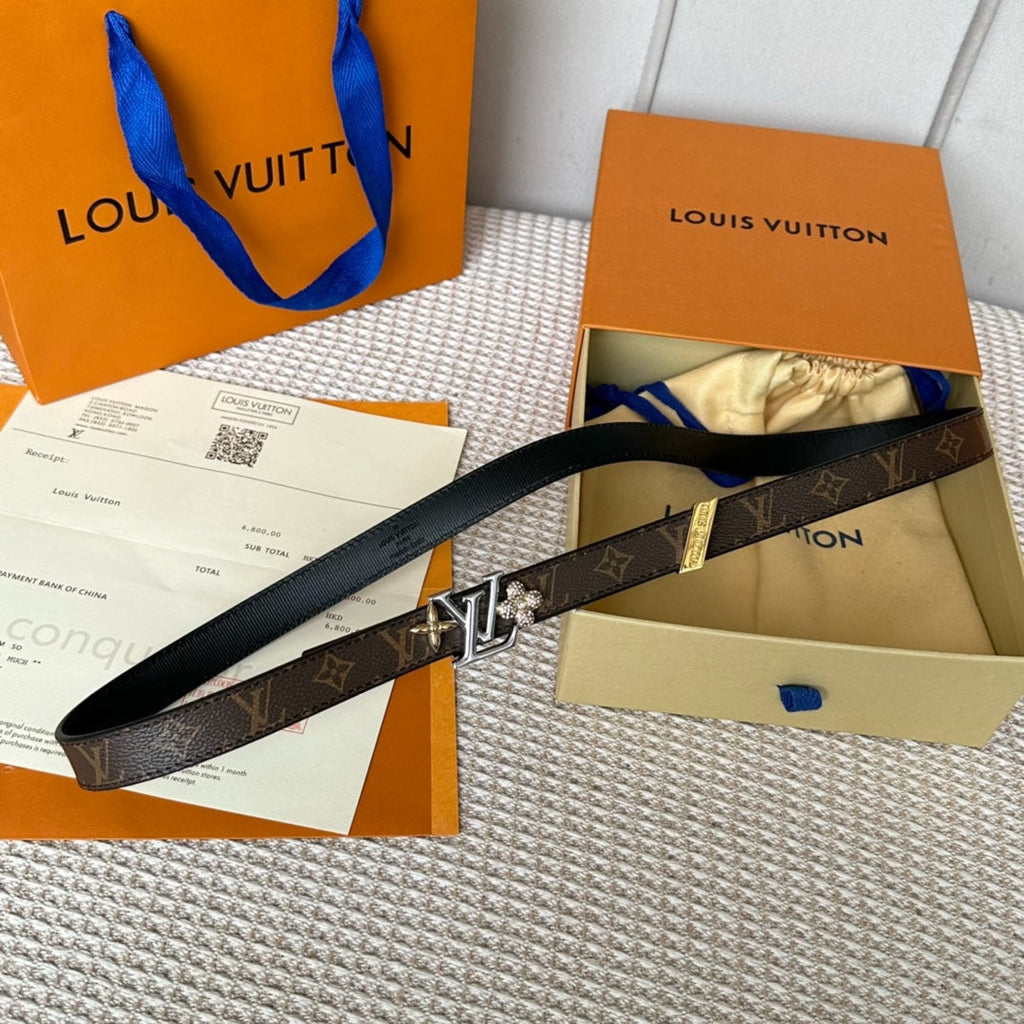 LOUIS VUITTON LV GRAM 20 MM REVERSIBLE BELT BROWN MONOGRAM CALFSKIN SILVER HARDWARE