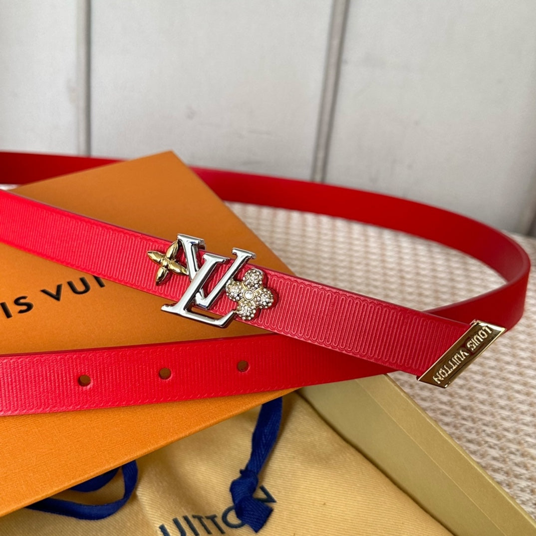 LOUIS VUITTON LV GRAM 20 MM REVERSIBLE BELT CHERRY RED CALFSKIN SILVER HARDWARE