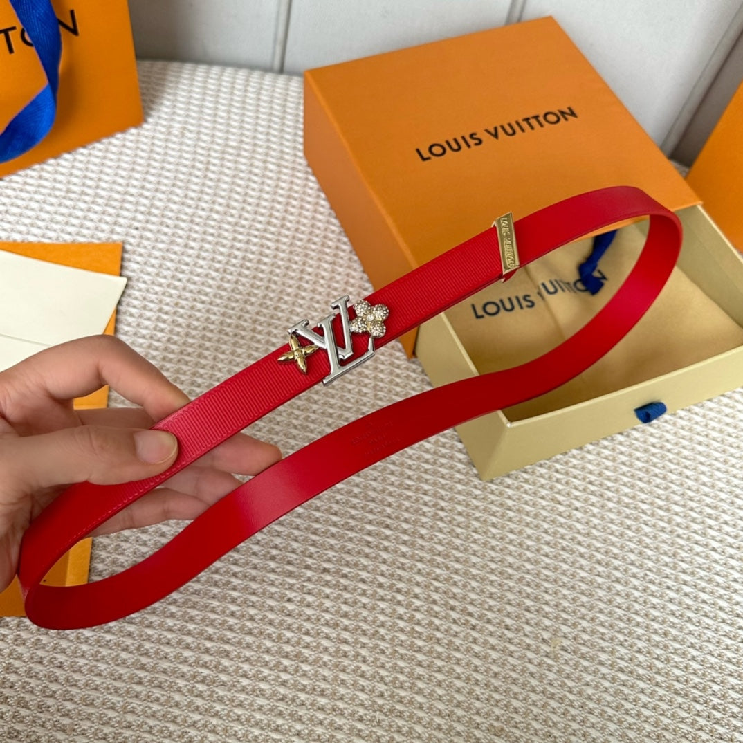 LOUIS VUITTON LV GRAM 20 MM REVERSIBLE BELT CHERRY RED CALFSKIN SILVER HARDWARE
