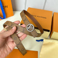 LOUIS VUITTON LV Circle Nautical 20mm Reversible Square End Tip Belt Silver Buckle Tan Light Brown lambskin
