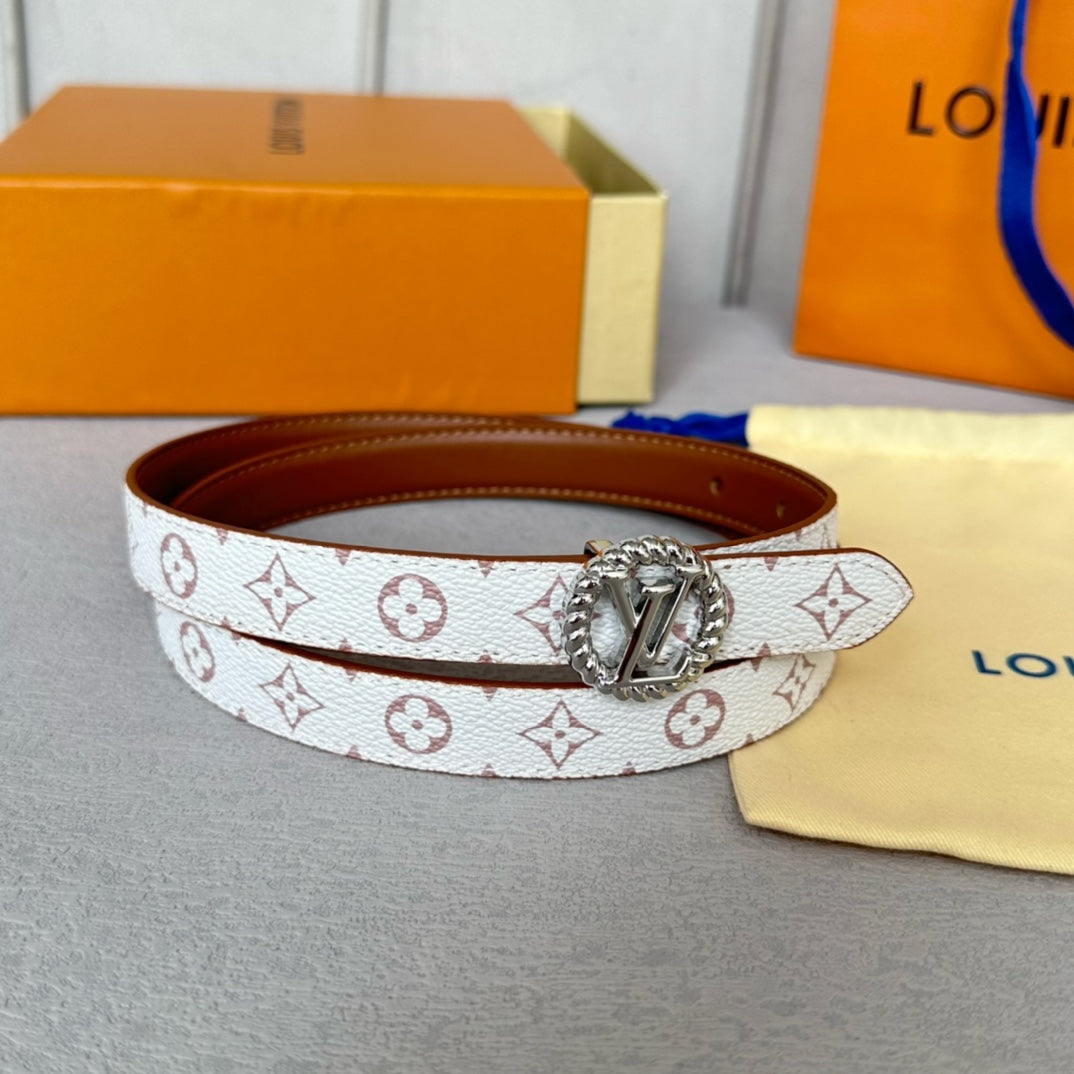 LOUIS VUITTON LV S-LOCK BELT 20 MM IN BRONZE BROWN CALFSKIN AND CIRCLE SILVER HARDWARE