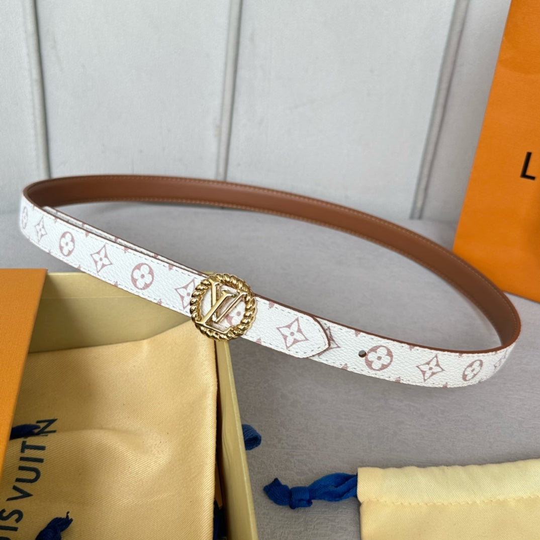 LOUIS VUITTON LV S-LOCK BELT 20 MM IN BRONZE BROWN CALFSKIN AND CIRCLE GOLD HARDWARE