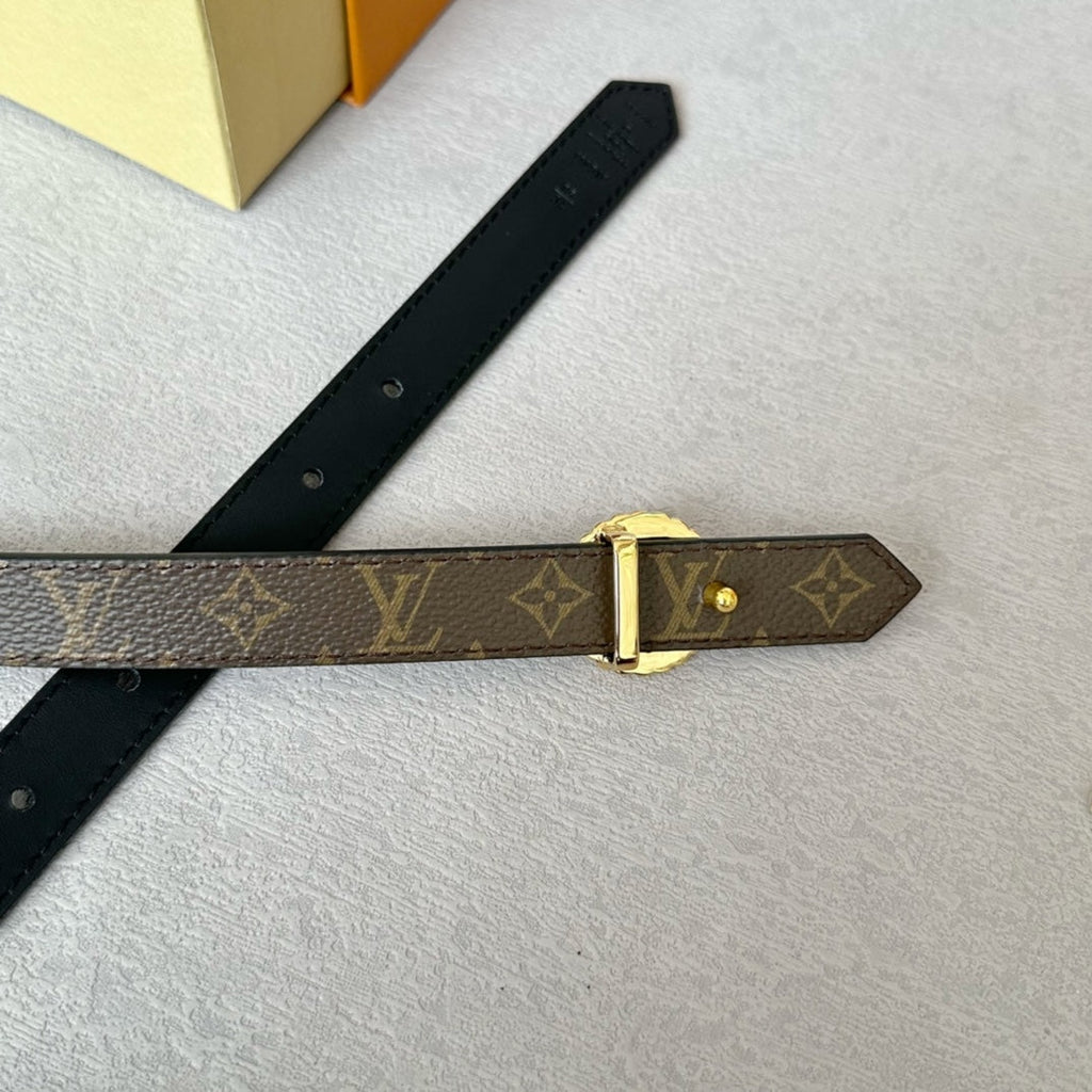 LOUIS VUITTON LV S-LOCK BELT 20 MM IN BLACK CALFSKIN AND CIRCLE GOLD HARDWARE