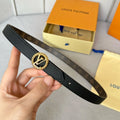 LOUIS VUITTON LV Circle Nautical 20mm Reversible Belt Gold Buckle Black Brown Leather