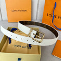 LOUIS VUITTON LV BLOOM 30MM BELT IN WHITE CALFSKIN GOLD HARDWARE