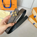 LOUIS VUITTON LV Flowergram 30mm Reversible Belt Gold Buckle Black Brown Leather