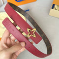 LOUIS VUITTON LV  MINI FLOWERGRAM 30MM REVERSIBLE BELT IN BLOOD RED CALFSKIN GOLD HARDWARE
