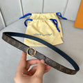 LOUIS VUITTON LV Circle 20mm Reversible Belt Gold Buckle Black Brown Leather