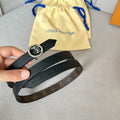 LOUIS VUITTON LV Circle 20mm Reversible Belt Silver Buckle Black Brown Leather