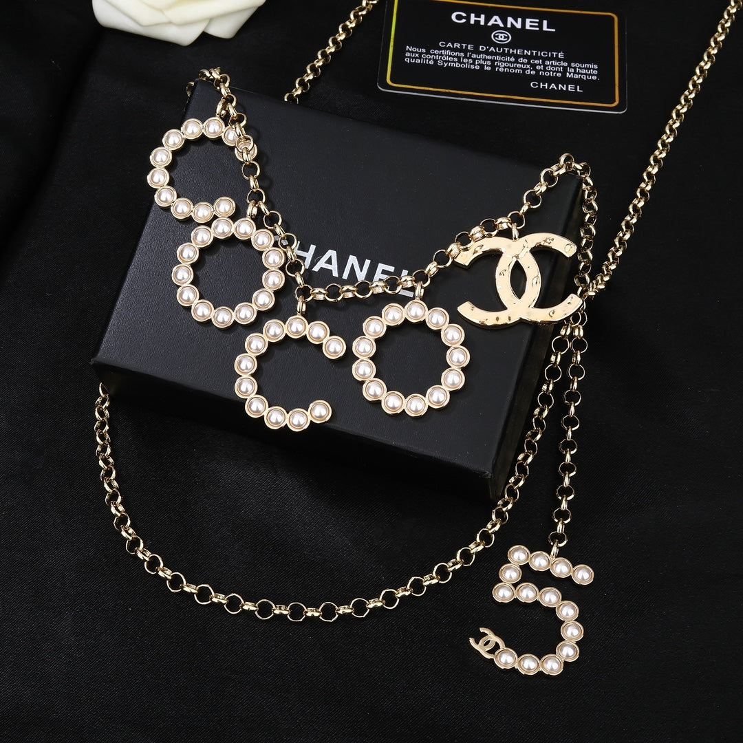 CHANEL 25S CHAIN BELT WITH PEARL 612634