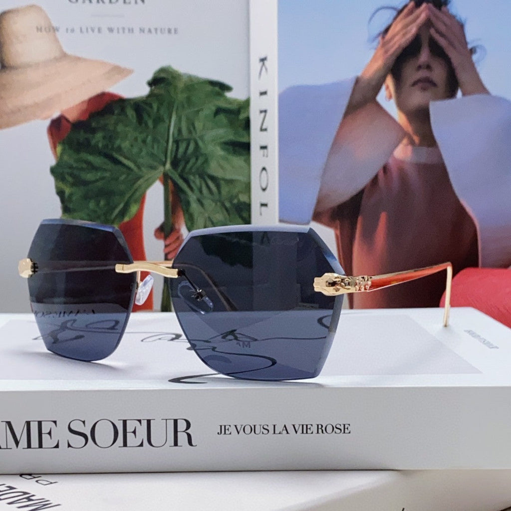 CARTIER PANTHÈRE RIMLESS GEOMETRIC FRAME SUNGLASSES 562061 IN METAL