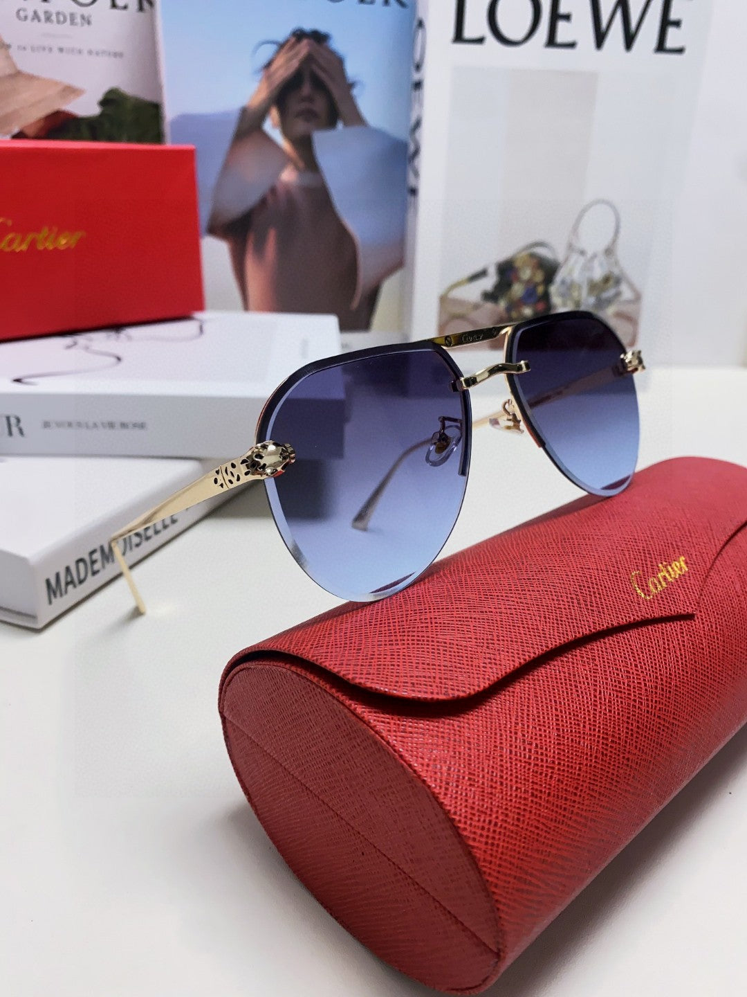 CARTIER PANTHÈRE AVIATOR FRAME SUNGLASSES 562065 IN METAL