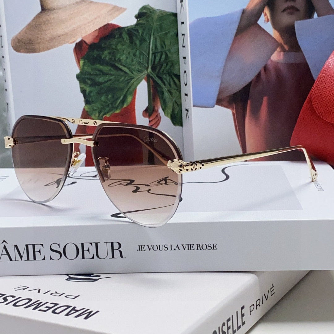CARTIER PANTHÈRE AVIATOR FRAME SUNGLASSES 562065 IN METAL